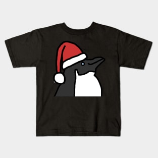 Portrait of a Christmas Penguin in Santa Hat Kids T-Shirt